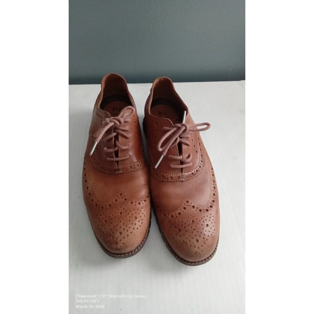 Zelli‎ Brown Leather Wingtip Oxford Dress Shoes Lace Up Brogue